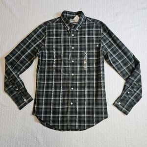 Timberland Men's Regular Fit Green Plaid Button Down Shirt